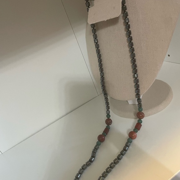Rare Vintage Bloodstone Hematite Barrel Necklace size 14inch - Picture 3 of 6
